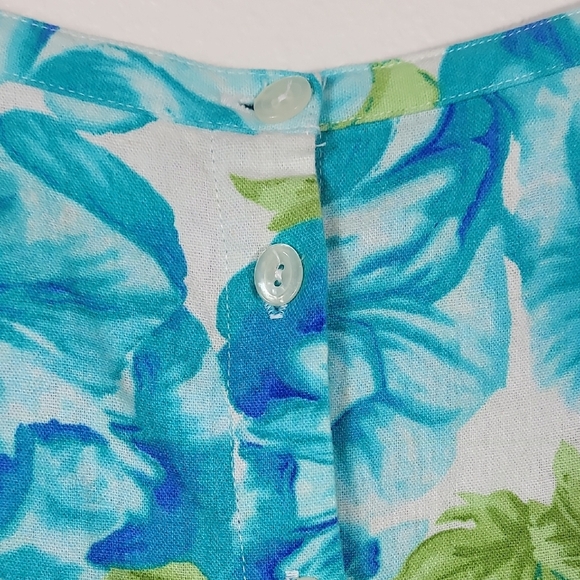 Y2K Vintage Button Front Floral Midi Skirt Size 12/M Blue Fairy Cottage Pockets - Picture 3 of 12